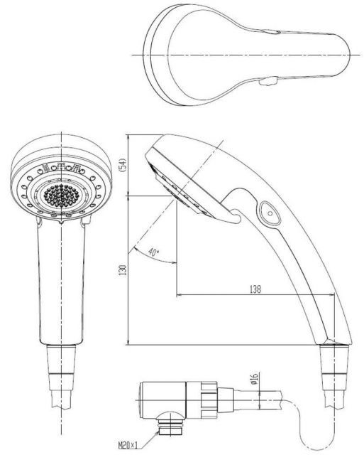 LIXIL リクシル INAX エコフルスイッチ シャワー メタル調シルバーホース 1.6m BF-SB6WBG 1.6 -AT