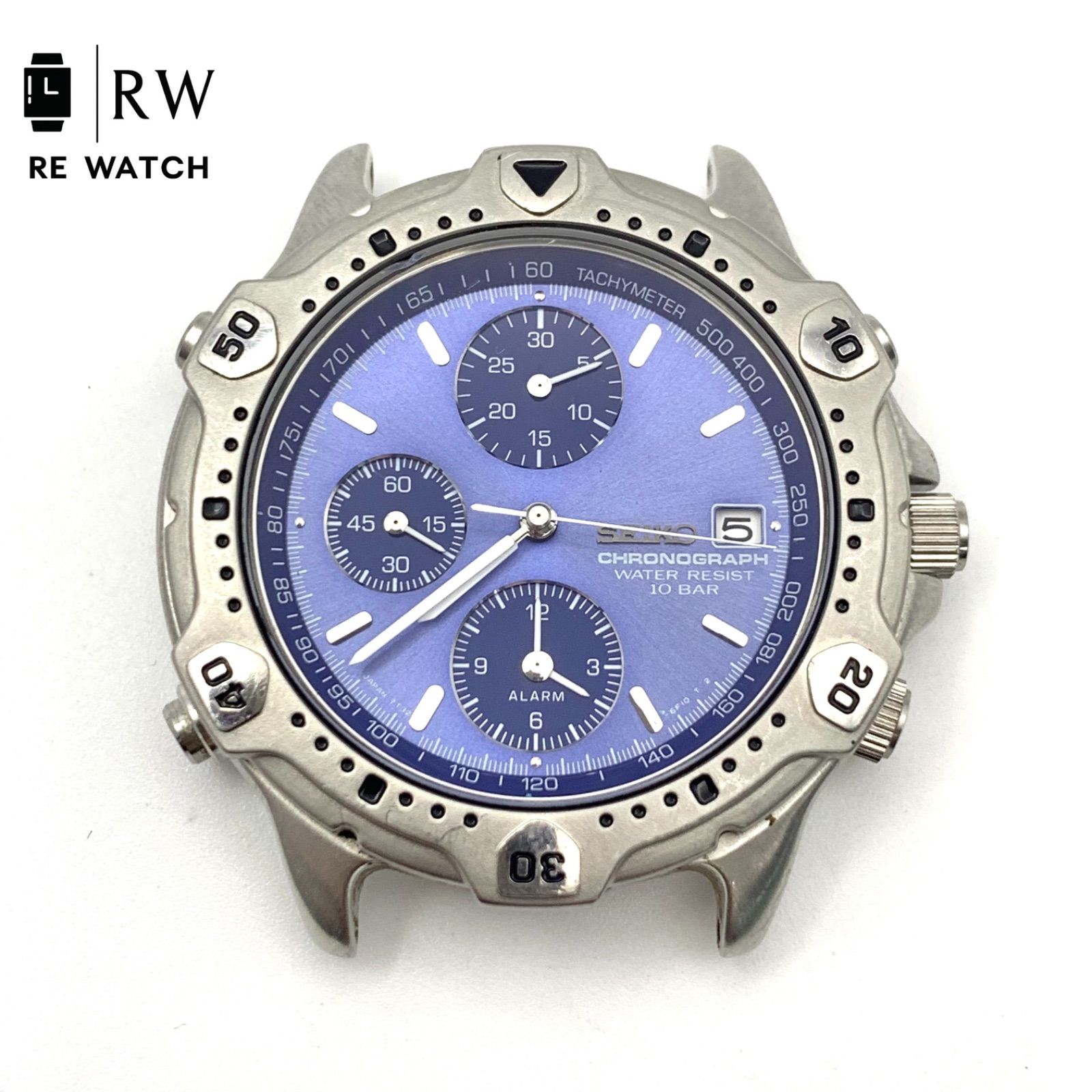 ジャンク】SEIKO 7T32-6E40 CHRONOGRAPH 青 ステンレススチール 時計