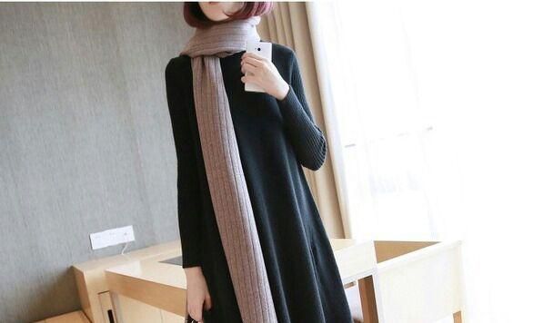 ロング丈ニットワンピース ビッグシルエット