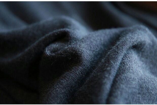  上質カシミヤウール混 ロング丈ニットワンピース ビッグシルエット ブラック 長袖 チュニック