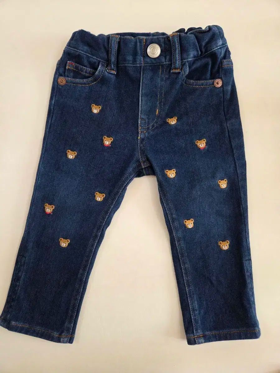 ミッキーハウス 80 ぷち顔 刺繍 ストレッチ デニム