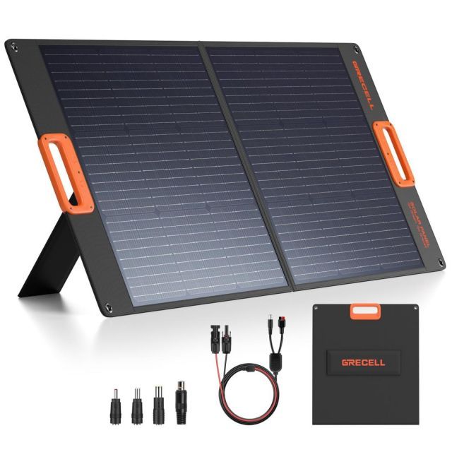 ソーラーパネル100W GRECELL 折りたたみソーラーチャージャー 20V 5A 23.5%高転換率 単結晶 小型軽量 ポータブル電源充電器 急速充電 車用携帯型太陽光パネル 省エネたいようこうパネル 太陽光発電 大容量ポータブル電源チャージ用 車中泊