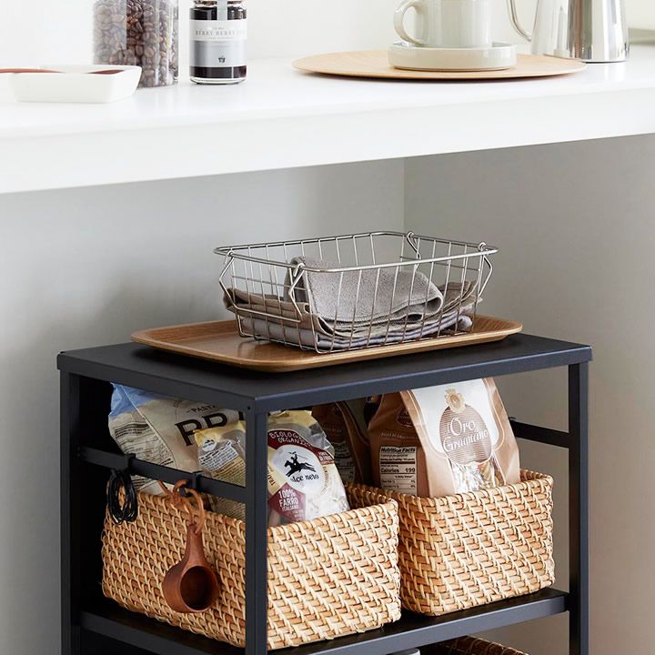 ワゴン キャスター付き 低い キャスター付き ワゴン テーブル 目隠しワゴン 天板付き タワー 山崎実業 タワー tower クッチーナ キャスター付きワゴン 3段 ワゴン 高さ60cm 可動 ワゴン