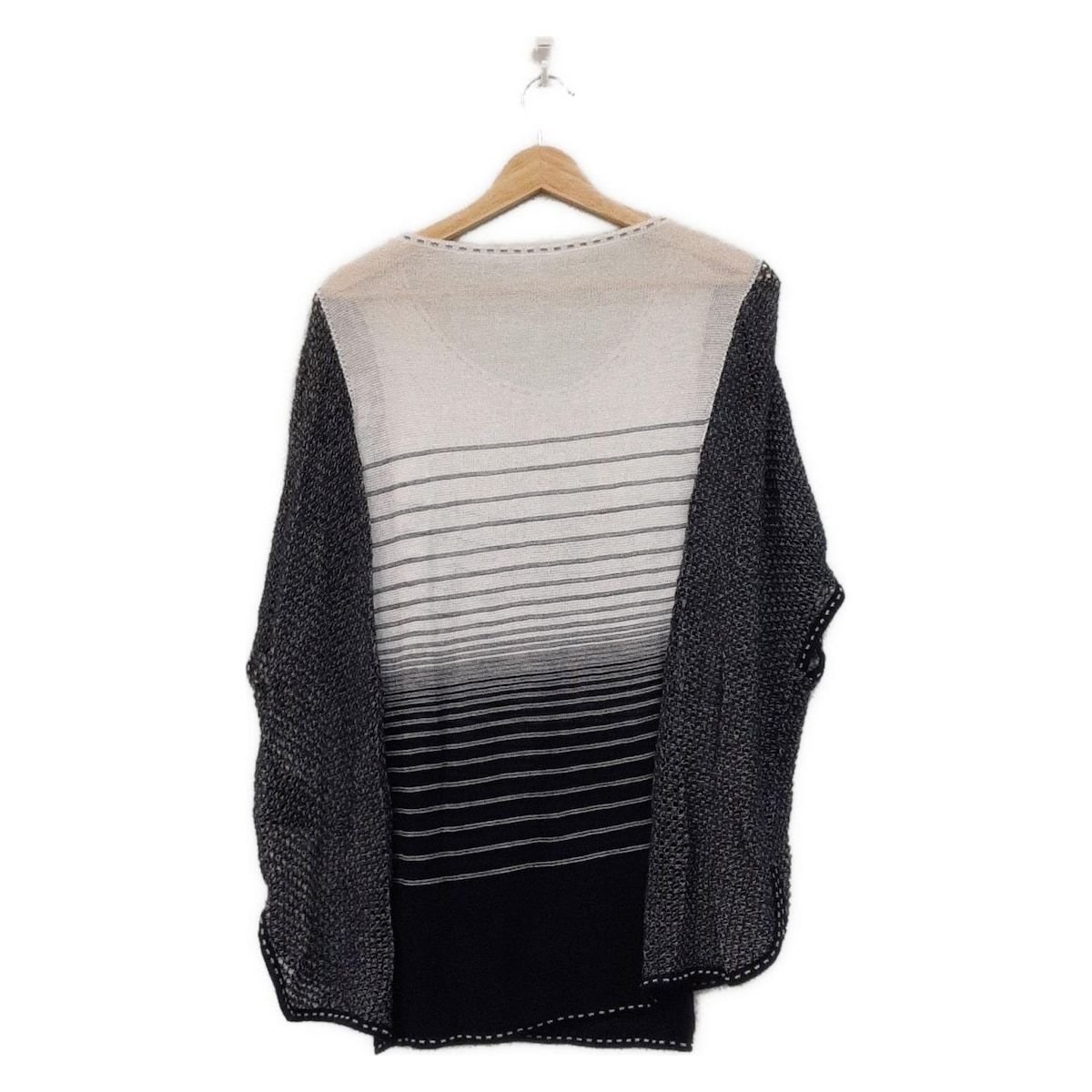 伊太利屋 イタリヤ チュニック サイズ11 M レディース - 白×黒 クルーネック 半袖 ニット ボーダー 錨 ビーズ