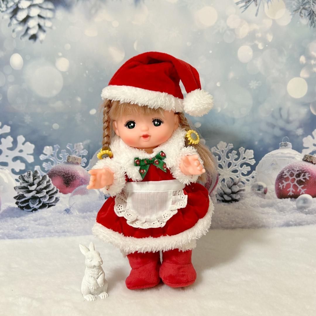 にゃんち2.メルちゃん♡ソランちゃん♡お洋服４点クリスマスセット メルちゃん服 ソランちゃん服 クリスマス サンタ服 ブーツ付き 4点