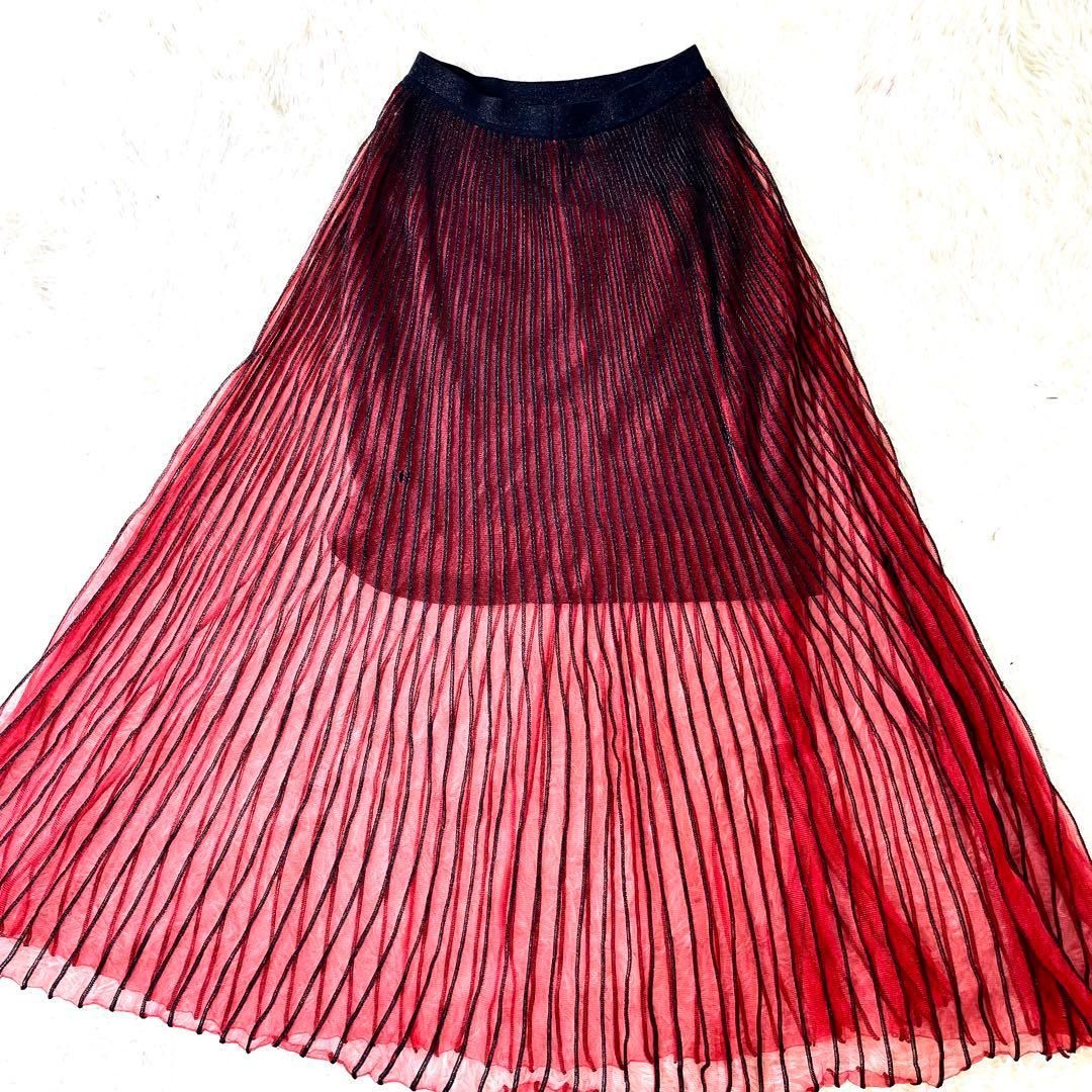 ロゴプリント チュールロングスカート