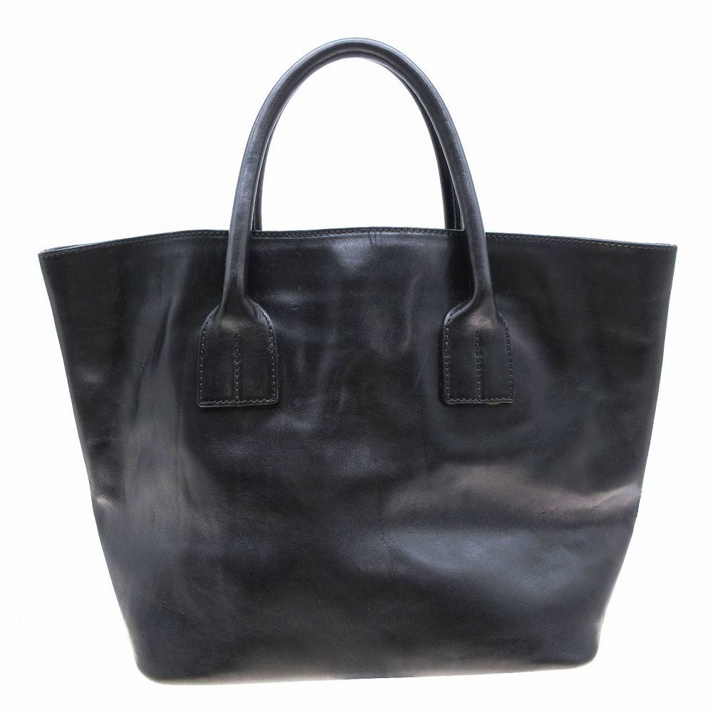 HIROFU ヒロフ ハンドバッグ トートバッグ ロゴ型押し レザー ブラック