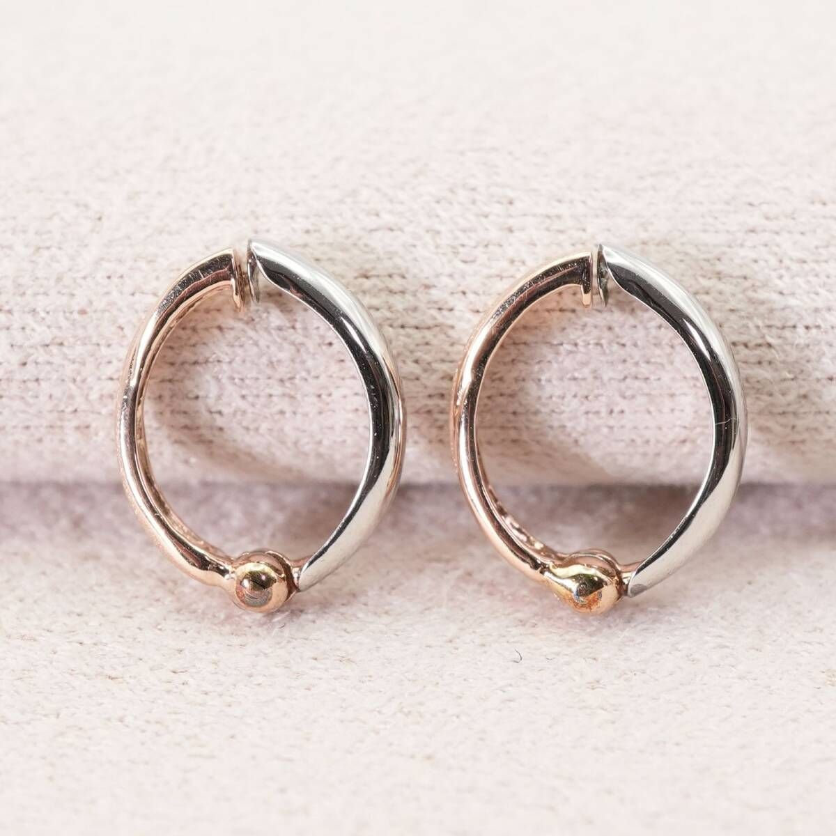 力強い ピアリング Pt900×K18 コンビ テクスチャー フープ 25-1451S 【史上最も激安】