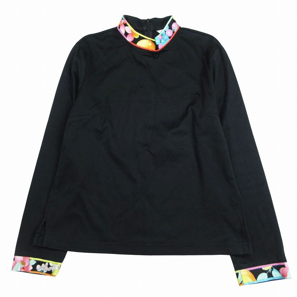LEONARD レオナール ハイネック フラワー プリント カットソー Tシャツ
