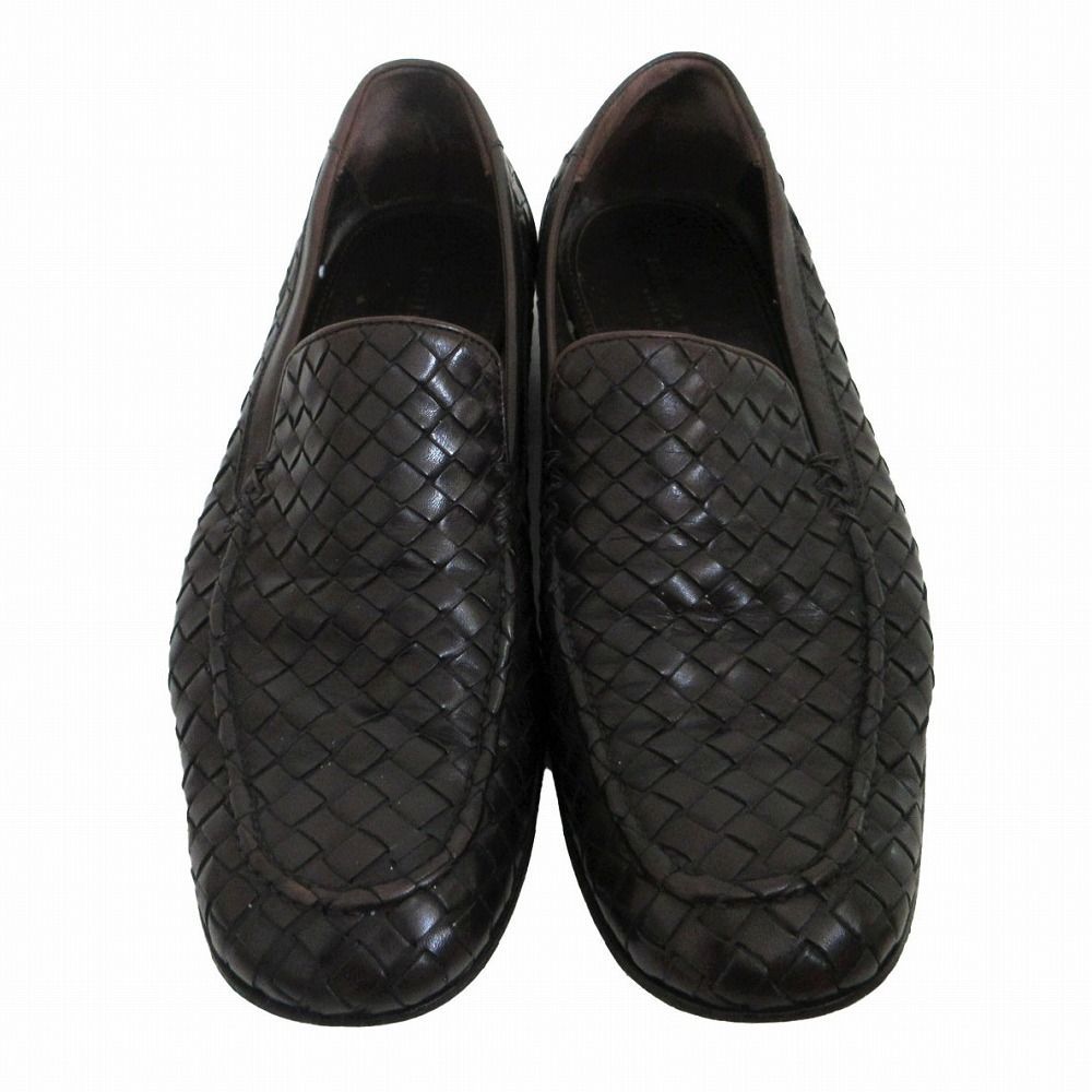 美品 ボッテガ イントレチャート スリッポン レザー ブラック 26.5cm相当 BOTTEGA VENETA ボッテガヴェネタ イントレチャート レザー スリッポン