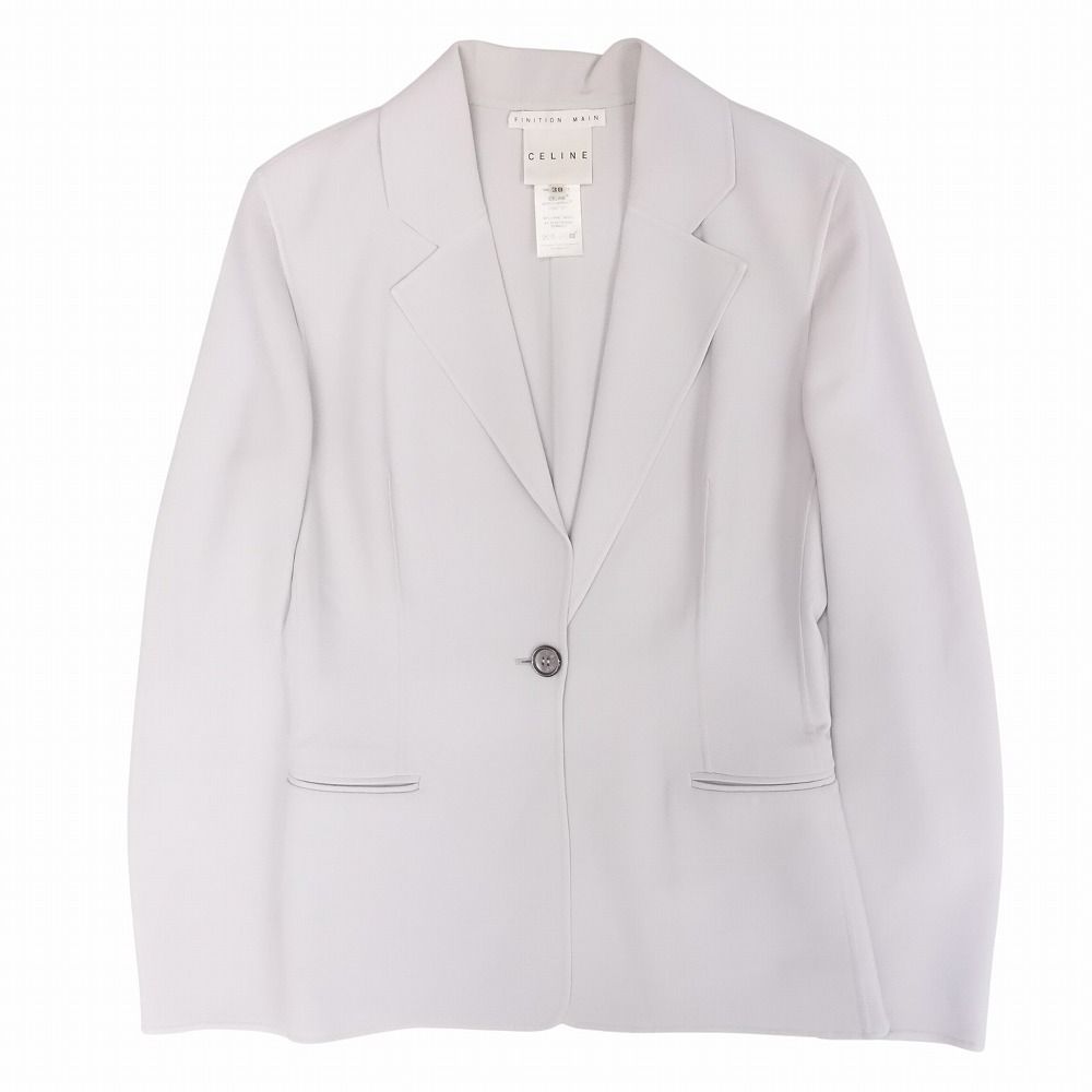 CELINE FINITION MAIN セリーヌ フィービー期 フランス製 スカート スーツ 1B セットアップ 38 M ライトグレー レディース