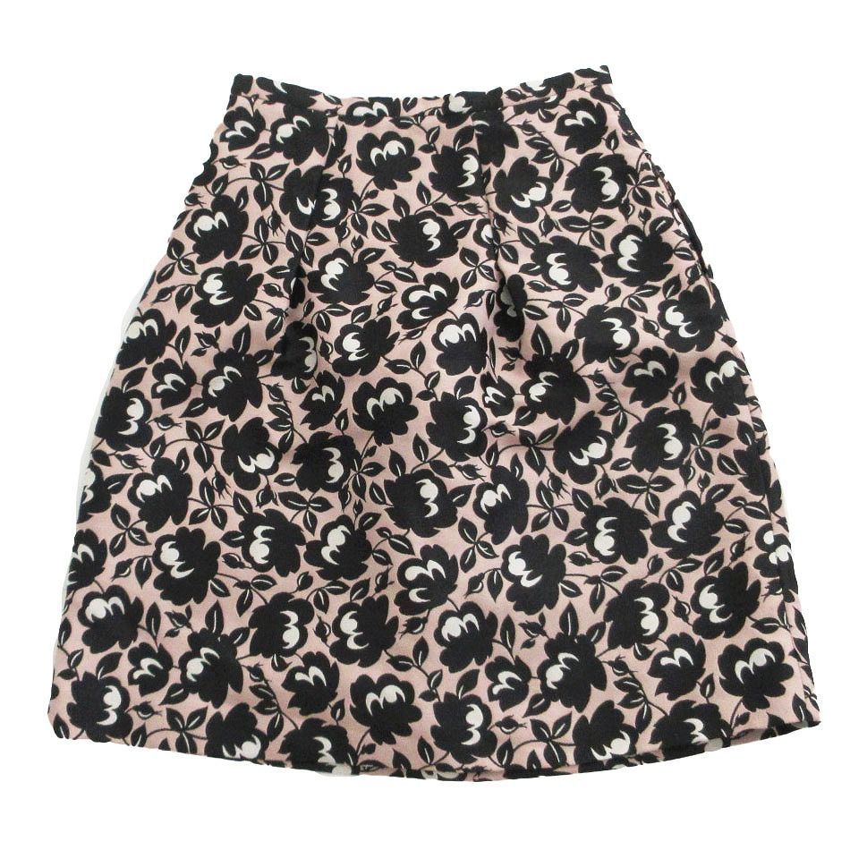 Max Mara バラ柄フレアスカート ブラックホワイト Max Mara STUDIO フレアスカート 薔薇 バラ ピンク Max Mara バラ柄