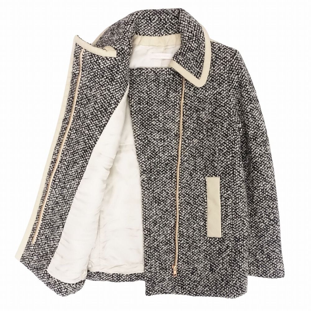 美品 SEE BY CHLOE トリミング ツイード ショート丈 コート ダブル 