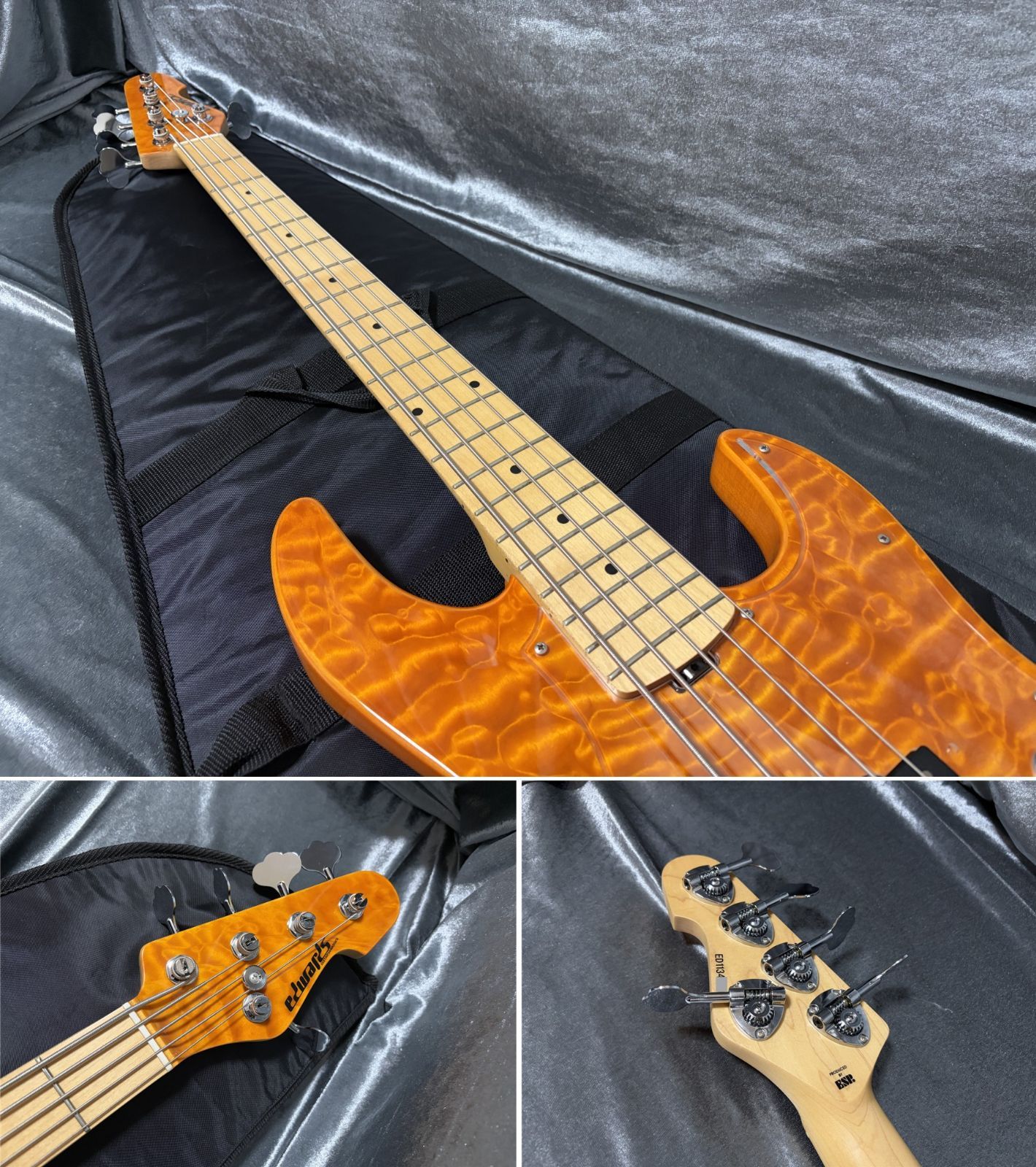 美品 EDWARDS E-AM-145QM エドワーズ 5弦モデル セイモアダンカンPU