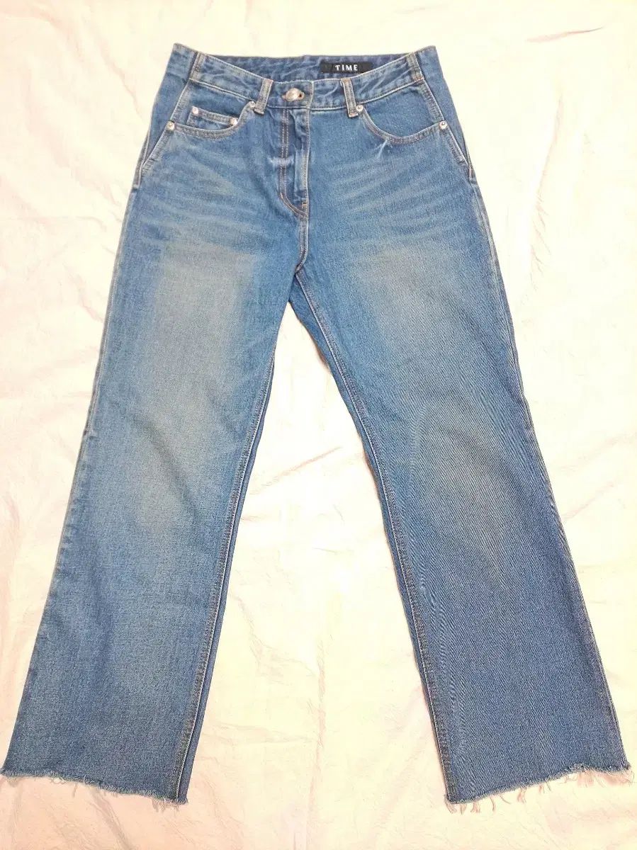 ハンサムタイム 2025 プレイド ヘム クロップド デニム パンツ