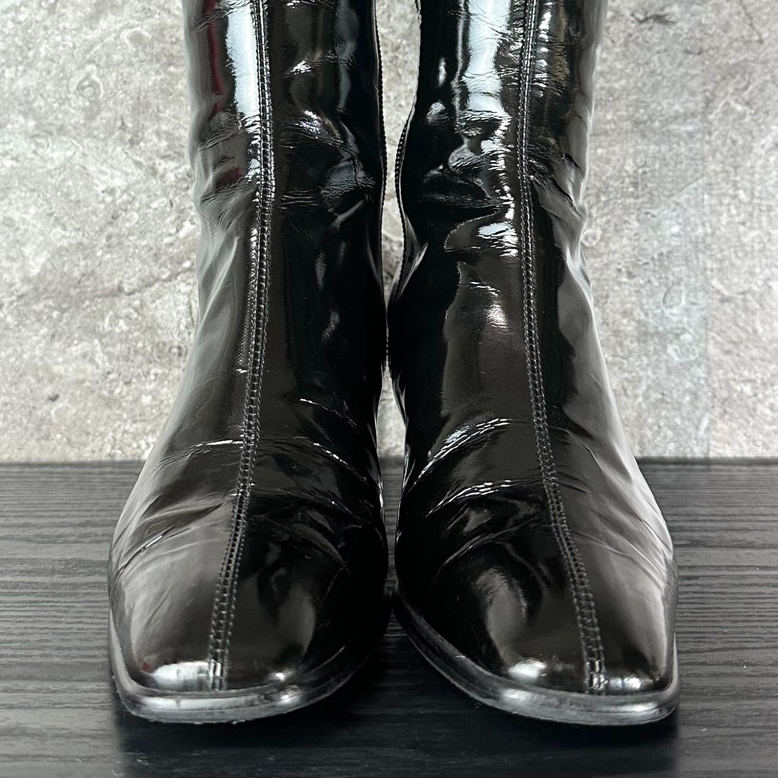 S50 美品 YVES SAINT LAURENT イヴサンローラン サイドジップ パテント