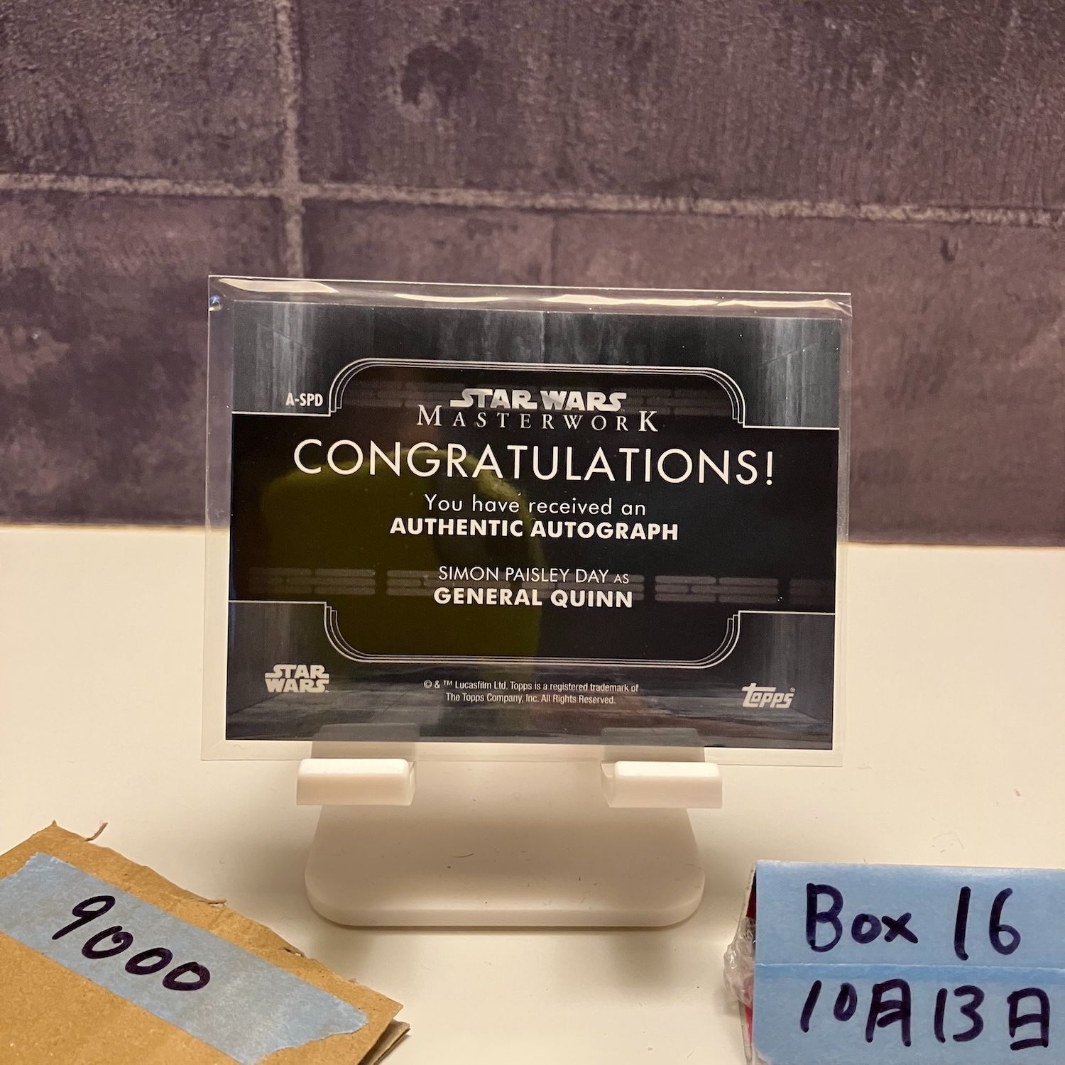 2021 Topps Simon Paisley Day 直筆サインカード Star Wars Masterwork General Quinn Character カード