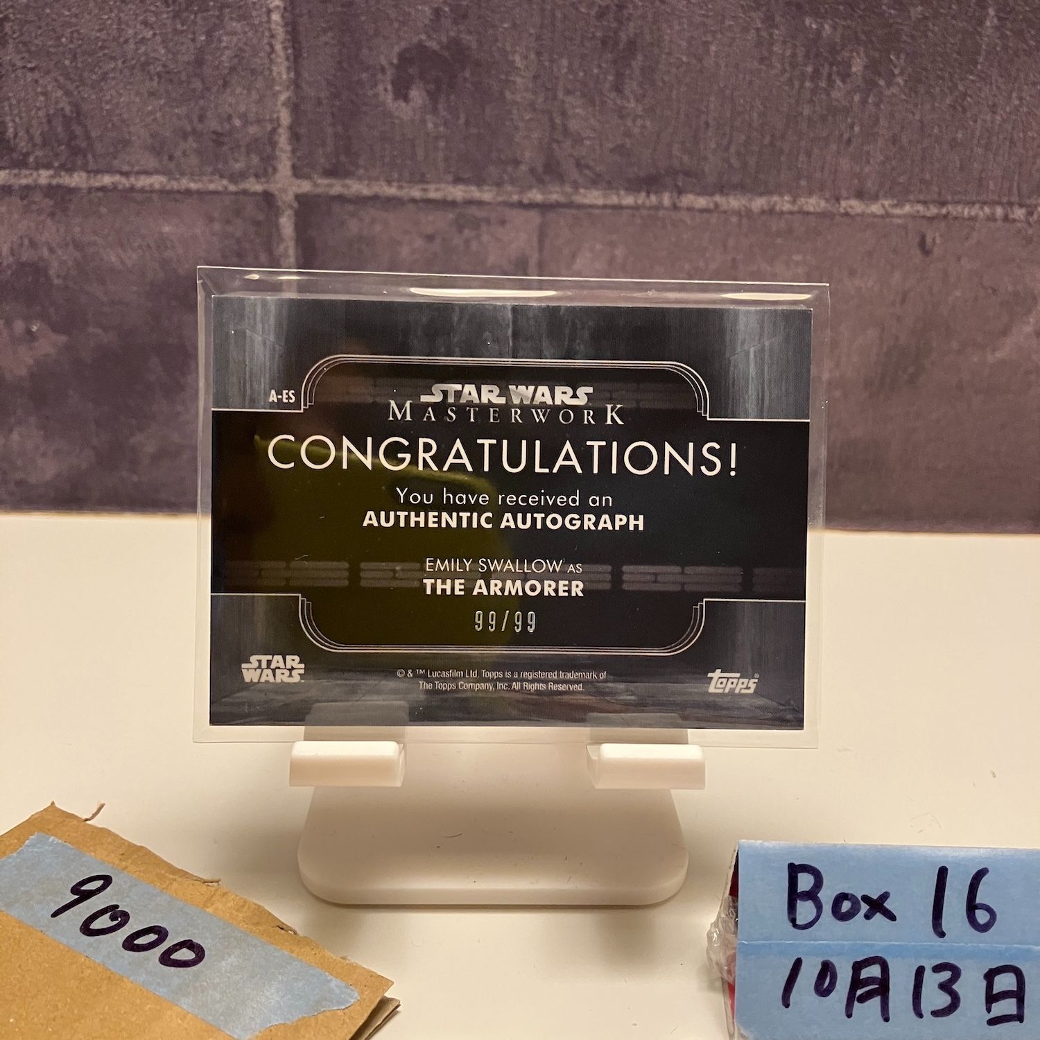 2021 Topps Emily Swallow 99 99 直筆サインカード Star Wars Masterwork The Armorer Character ラストナンバー Last Number カード
