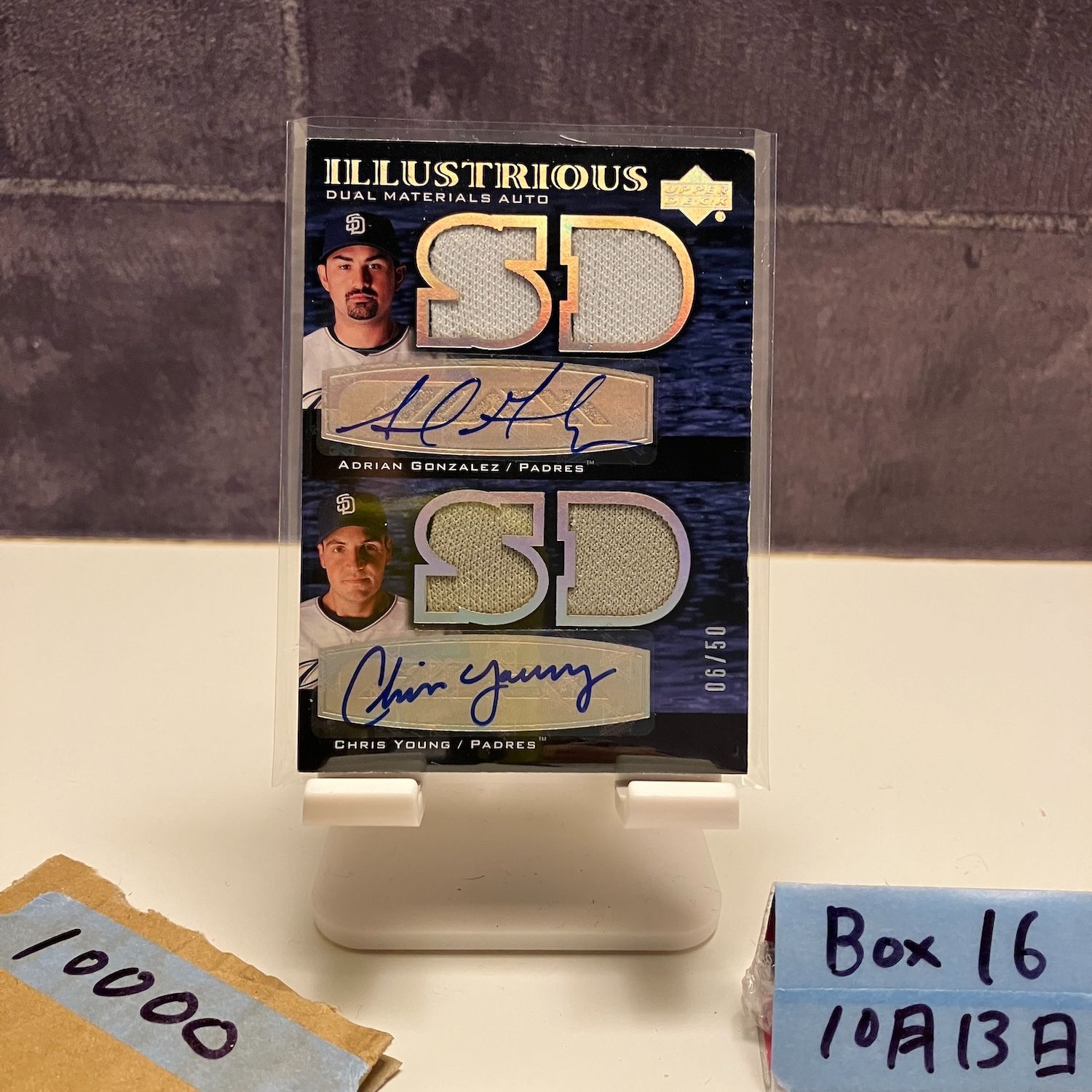 2007 Upper Deck Adrian Gonzalez Chris Young 06|50 直筆サインカード San Diego Padres Dual Materials Auto Game-Used ジャージ Pieces カード