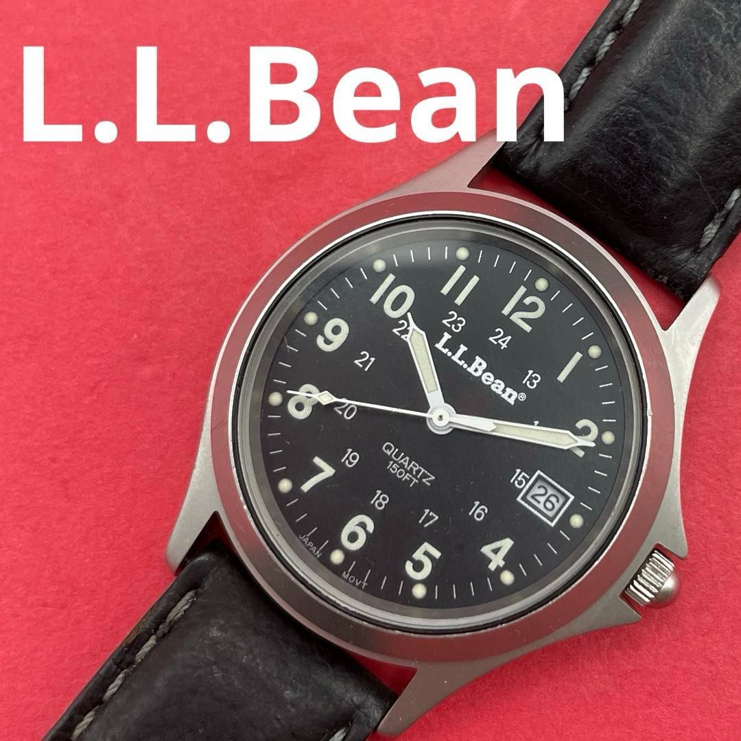 L.L.Bean フィールドウォッチ ミリタリーウォッチ顔 QZクォーツ腕時計 黒文字盤 エルエルビーン アウトドアウォッチ 動作するが難ありジャンク WWW_OLIVIERBERNSTEIN_COM