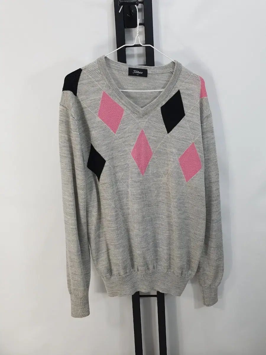 Titleist タイトリスト ニット アーガイル Vネック セーター グレー 105