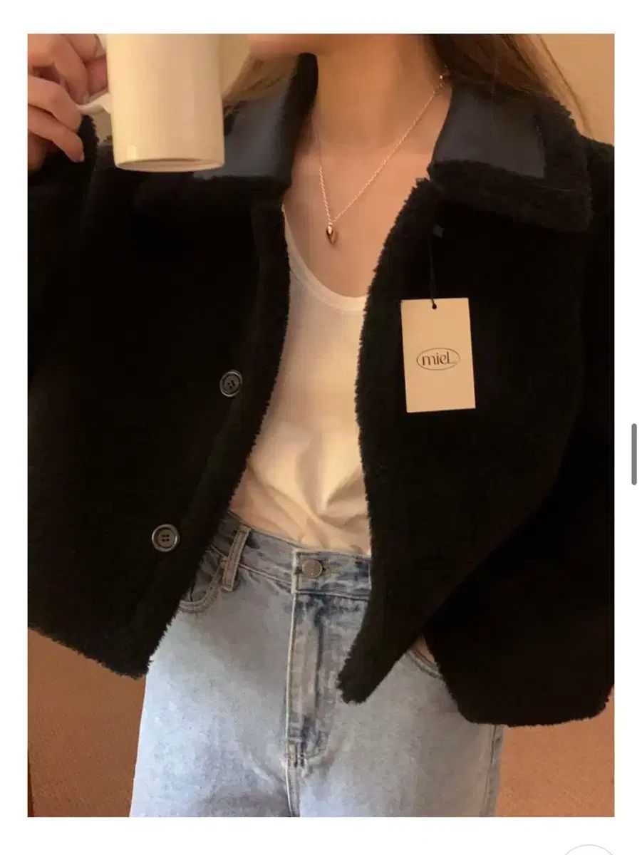 ミエル ショートムートン リーバーシブル ブラック