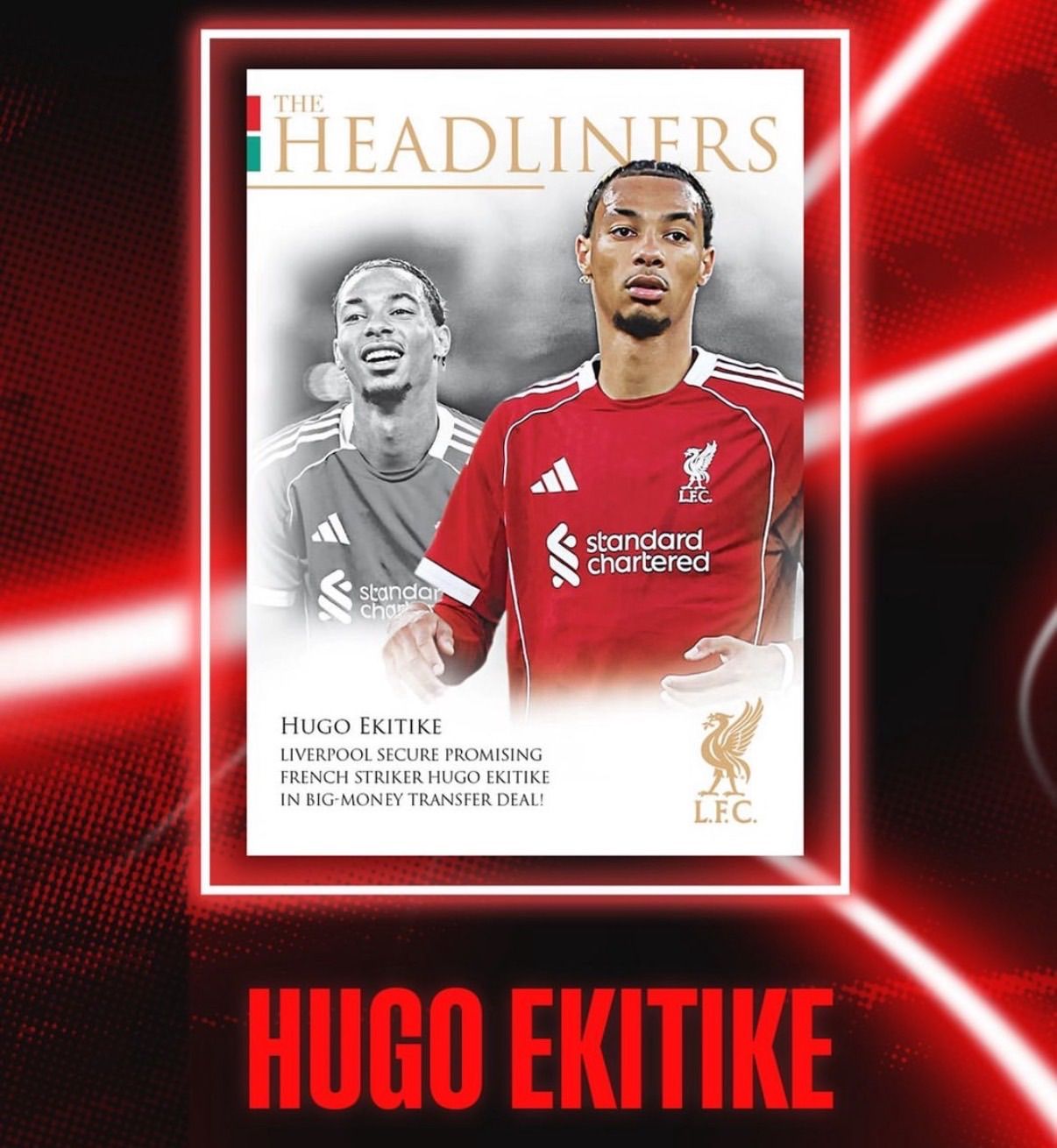 24時間 生産販売商品 パック カード3枚入り 全てシリアルナンバー入り リバプール 25 26 Futera Liverpool Headliners