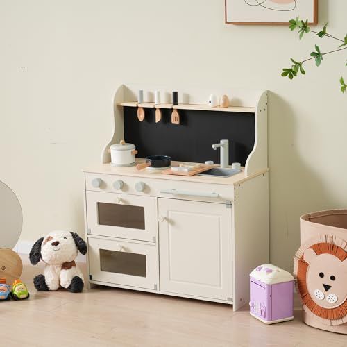 OSJ おままごと キッチン 木製 調理器具付き ままごとセット 誕生日 台所 知育玩具 子供用 収納 まねっこ コンロミニキッチン おもちゃキッチン ベビー ギフトボックス付き レトロホワイトmp