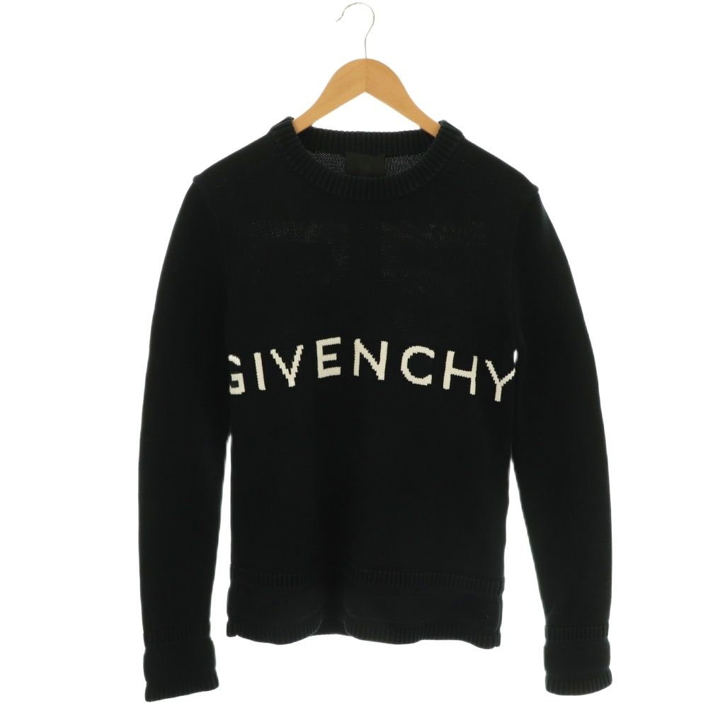 ジバンシィ GIVENCHY プルオーバー ニット セーター ロゴ XS 黒 ブラック 白 ホワイト |CX GY53