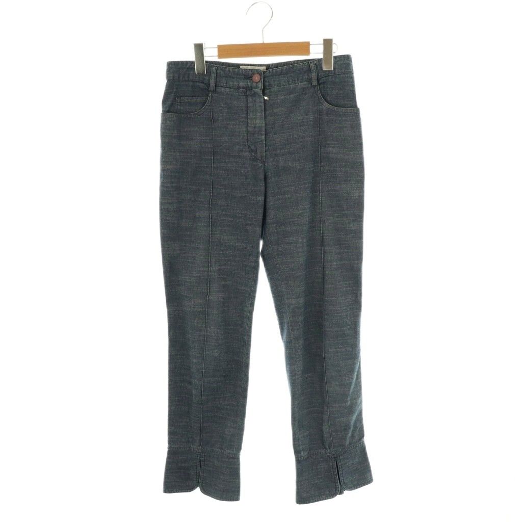 シャネル CHANEL 03P ココマーク フ デニムパンツ ジーンズ スリット 38 青 ブルー CX GY53