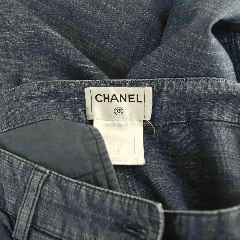  シャネル CHANEL 03 P ココマーク フ デニムパンツ ジーンズ スリット 38 青 ブルー CX GY 53 その他 トップス