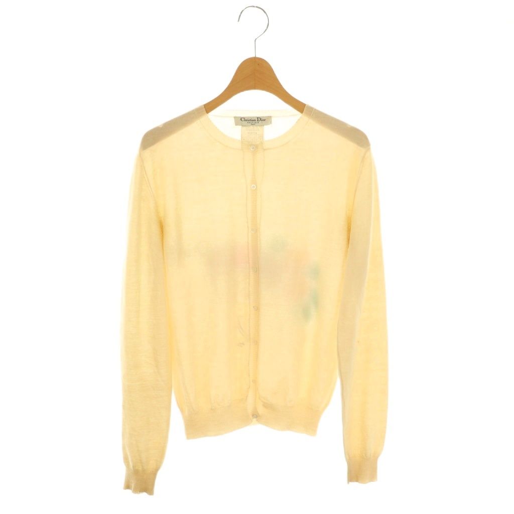 ディオール Dior ジョンガリアーノ期 アーカイブ ヴィンテージ カーディガン ニット カシミヤ紺 シルク混 I42 ベージュ |CX GY53