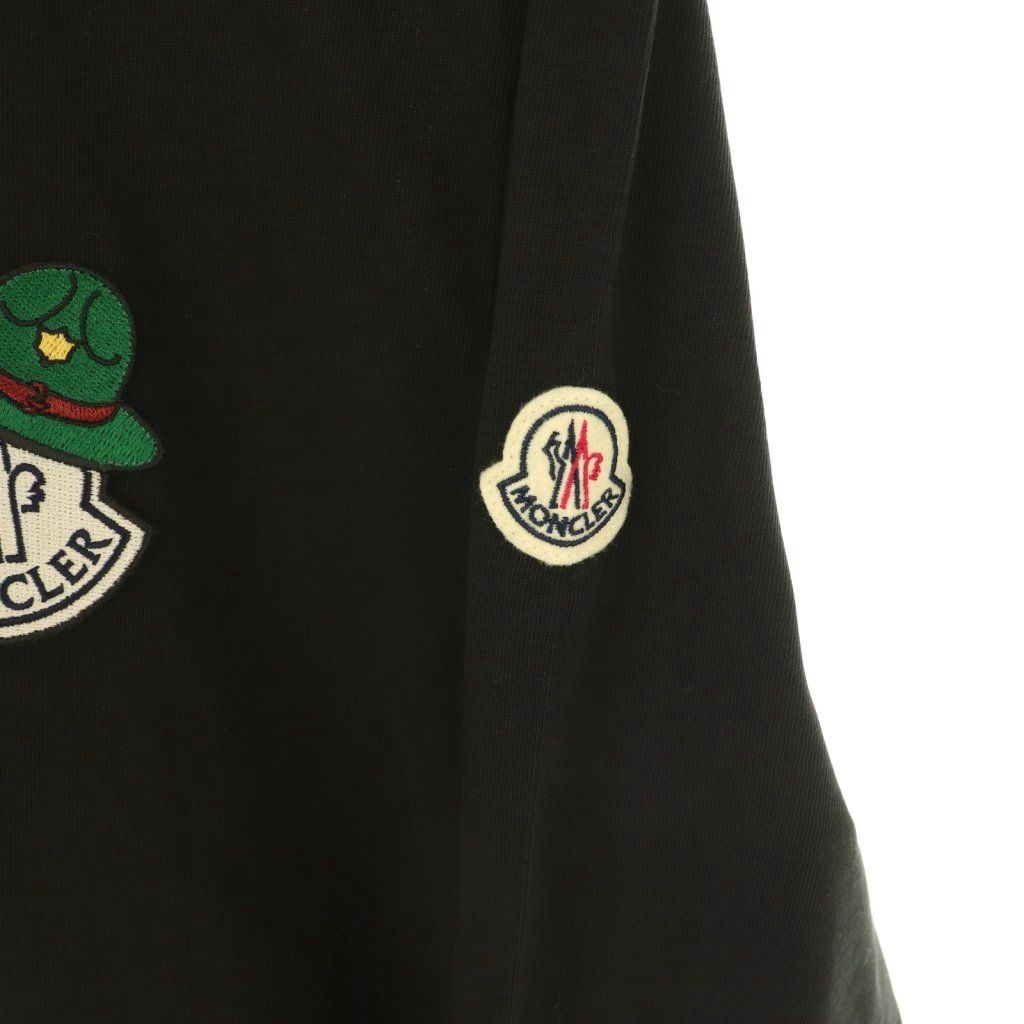 ワンピース モンクレール MONCLER 25SS LS T-shirt 長袖Tシャツ ロンT カットソー ワッペン XL 黒 ブラック K20918D00015 |CX GY20 地元色のある