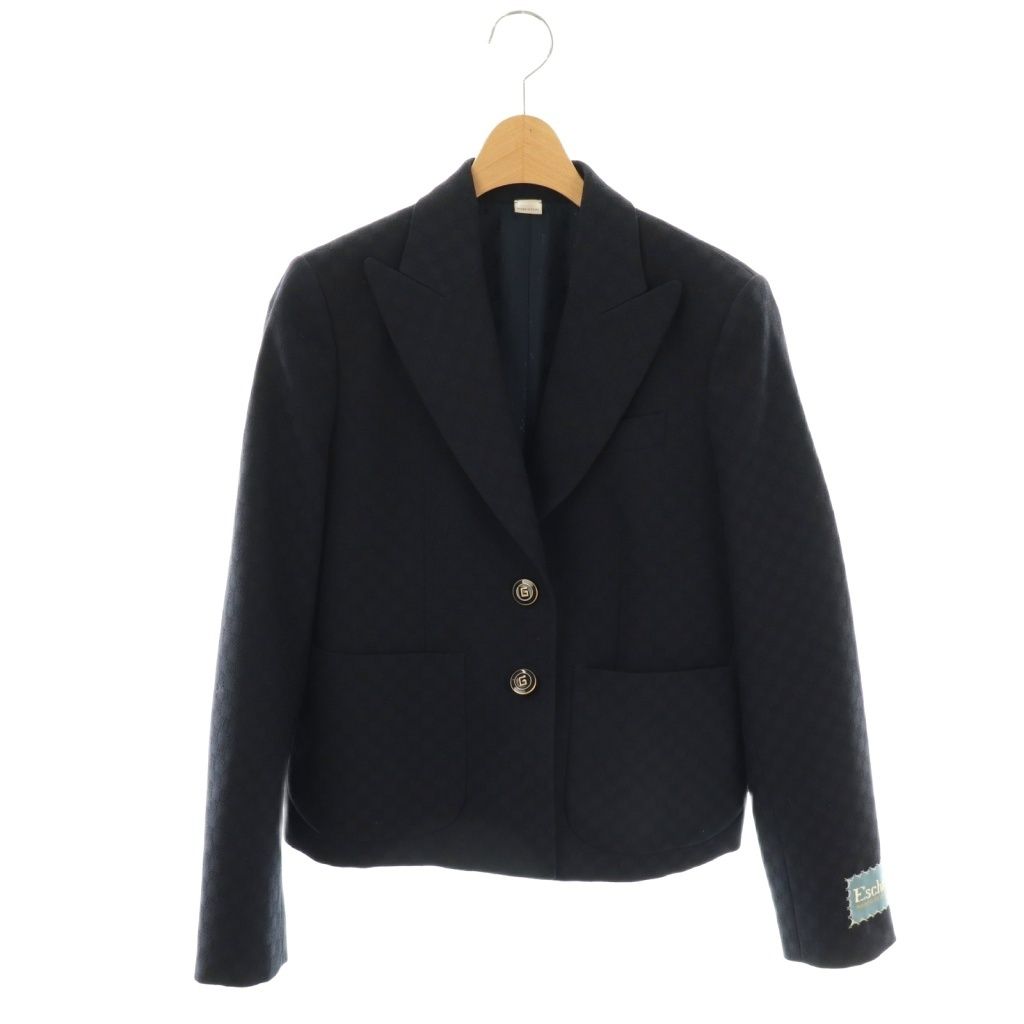 グッチ GUCCI Eschatology カディクレープ シングルブレスト ジャケット テーラード 総裏地 42 紺 ネイビー 657053 CX GY20