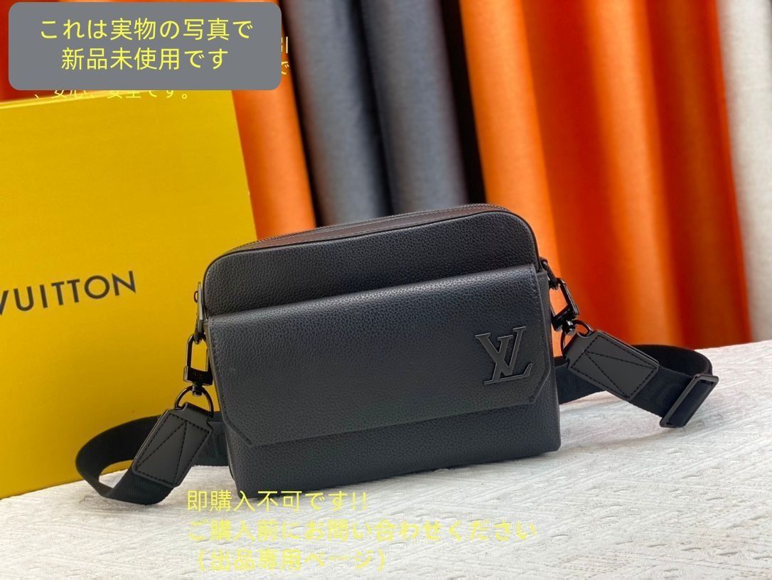 高品質 LOUIS VUITTON ルイ ヴィトン メンズ ショルダーバッグ ファストライン メッセンジャー アエログラム ブラック M22482