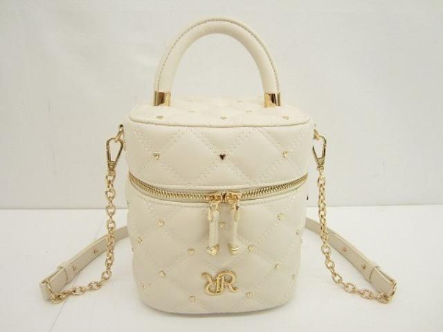 ランダ RANDA ハートスタッズ 2WAY キルティングバニティバッグ ショルダーバッグ アイボリー レディース