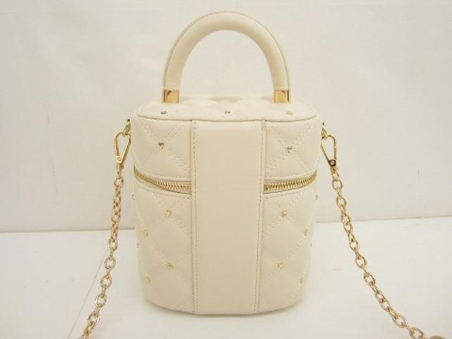 ランダ RANDA ハートスタッズ 2 WAY キルティングバニティバッグ ショルダーバッグ アイボリー レディース