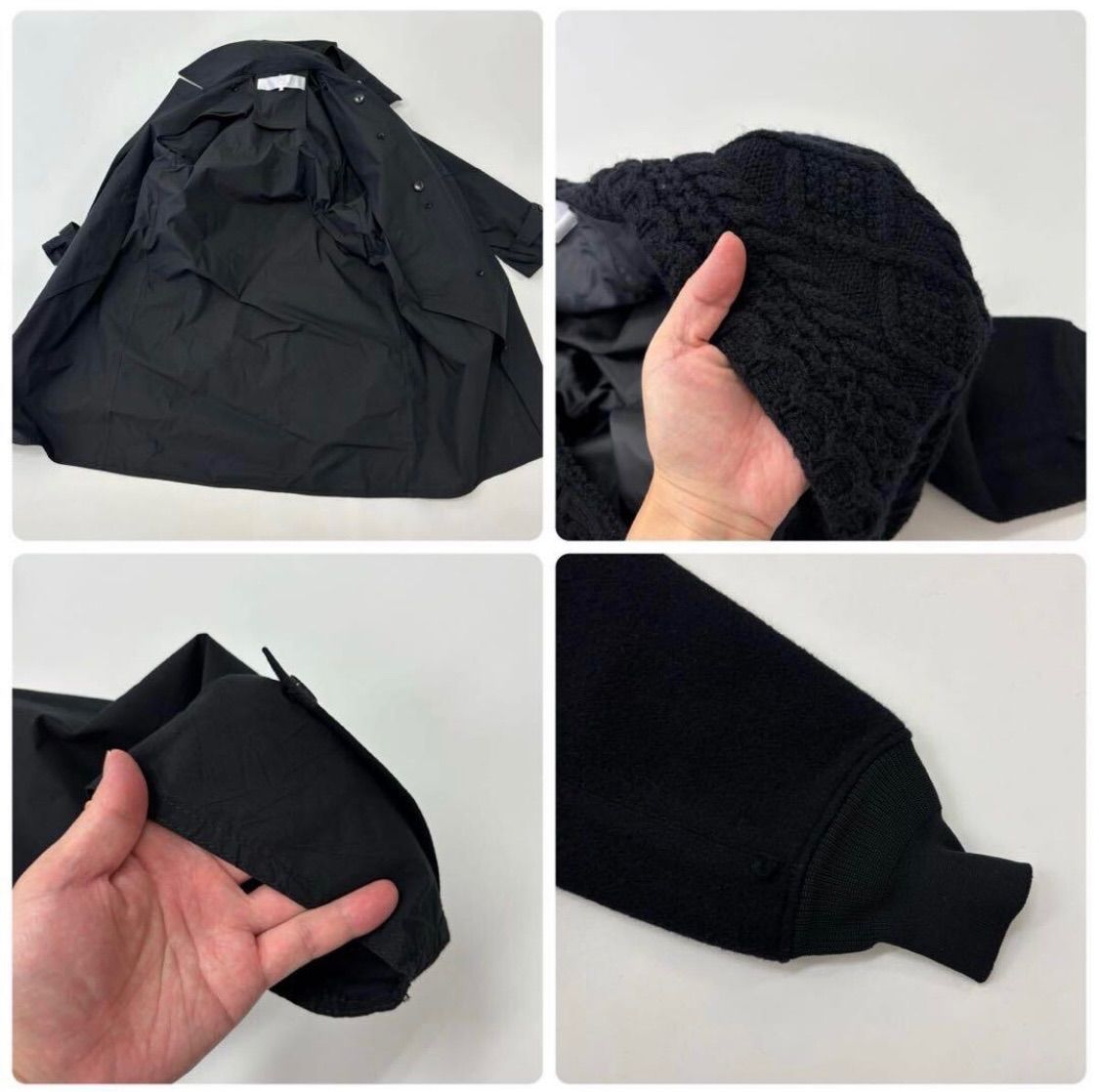 おしゃれである 22aw 2025 tao COMME des GARCONS タオ コム デ ギャルソン 綿 ナイロン タイプライター x ケーブル ニット ライナー 付き コート 709-0400 セール実施中。