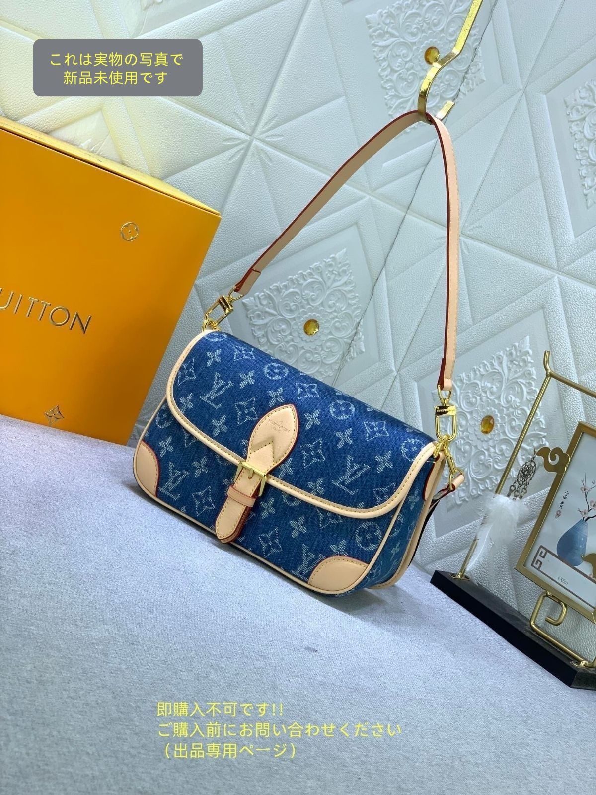 LOUIS VUITTON ルイヴィトン デニム ショルダーバッグ ディアヌ PM モノグラム ブラウン フューシャ