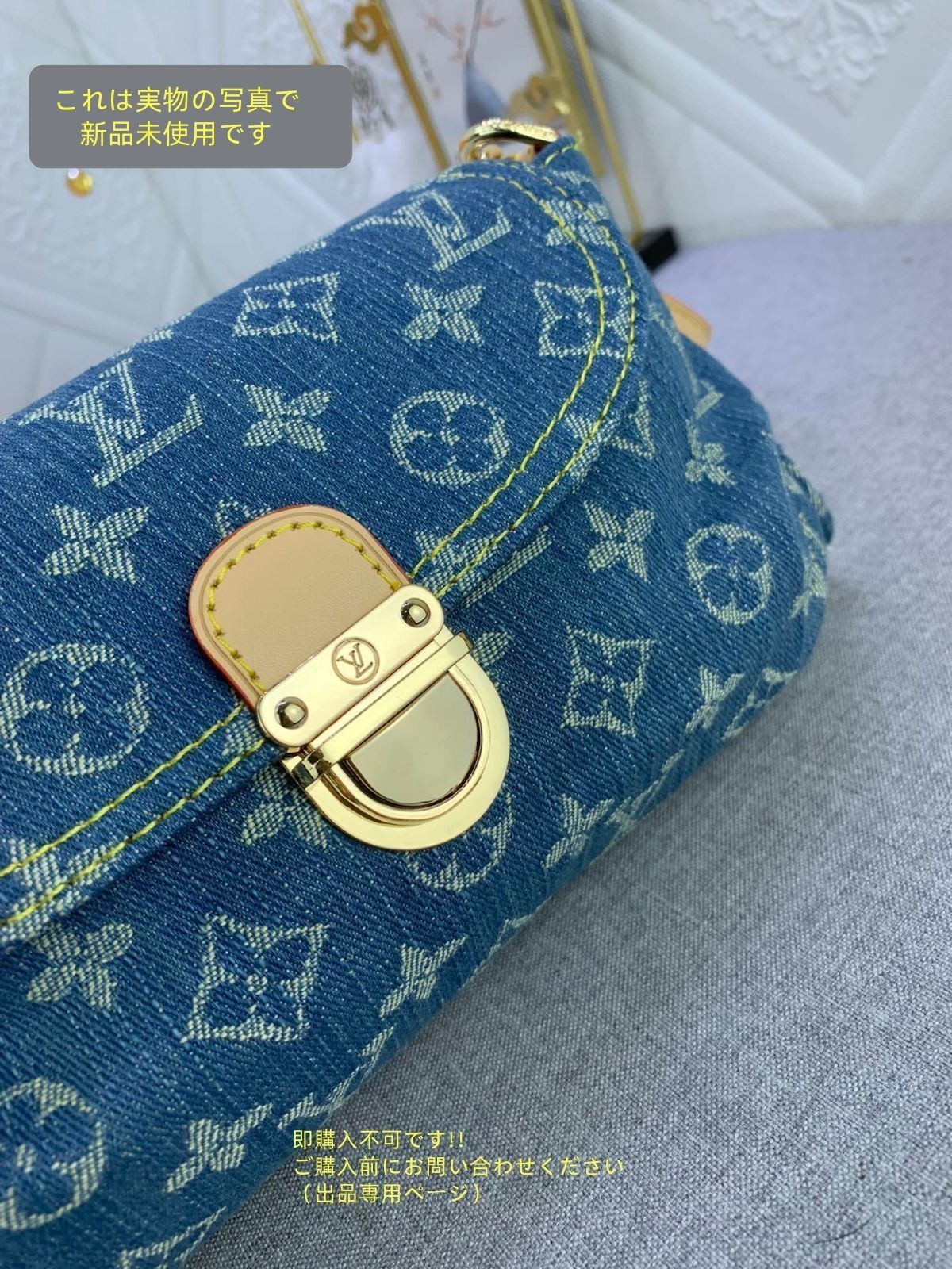 人気 Louis Vuitton ルイヴィトン ショルダーバッグ ミニバッグ ミニプリーティ モノグラム デニム ブルー ハンドバッグ DECORATOM_COM_BR