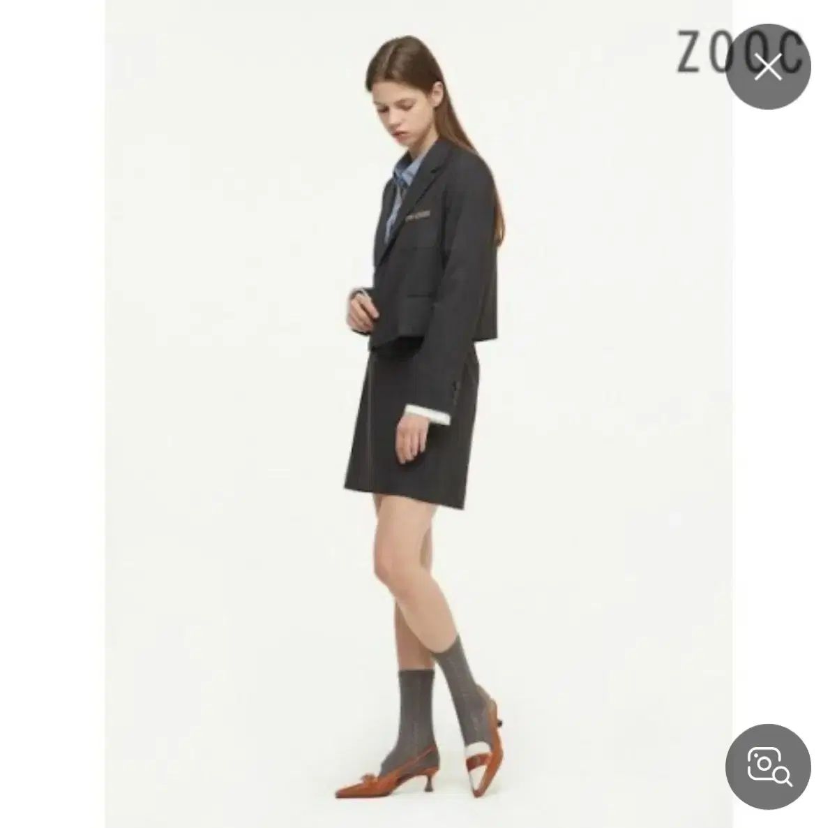 ZOOC ジューク アウトポケット 刺繍 クロップド セットアップ ダークグレー