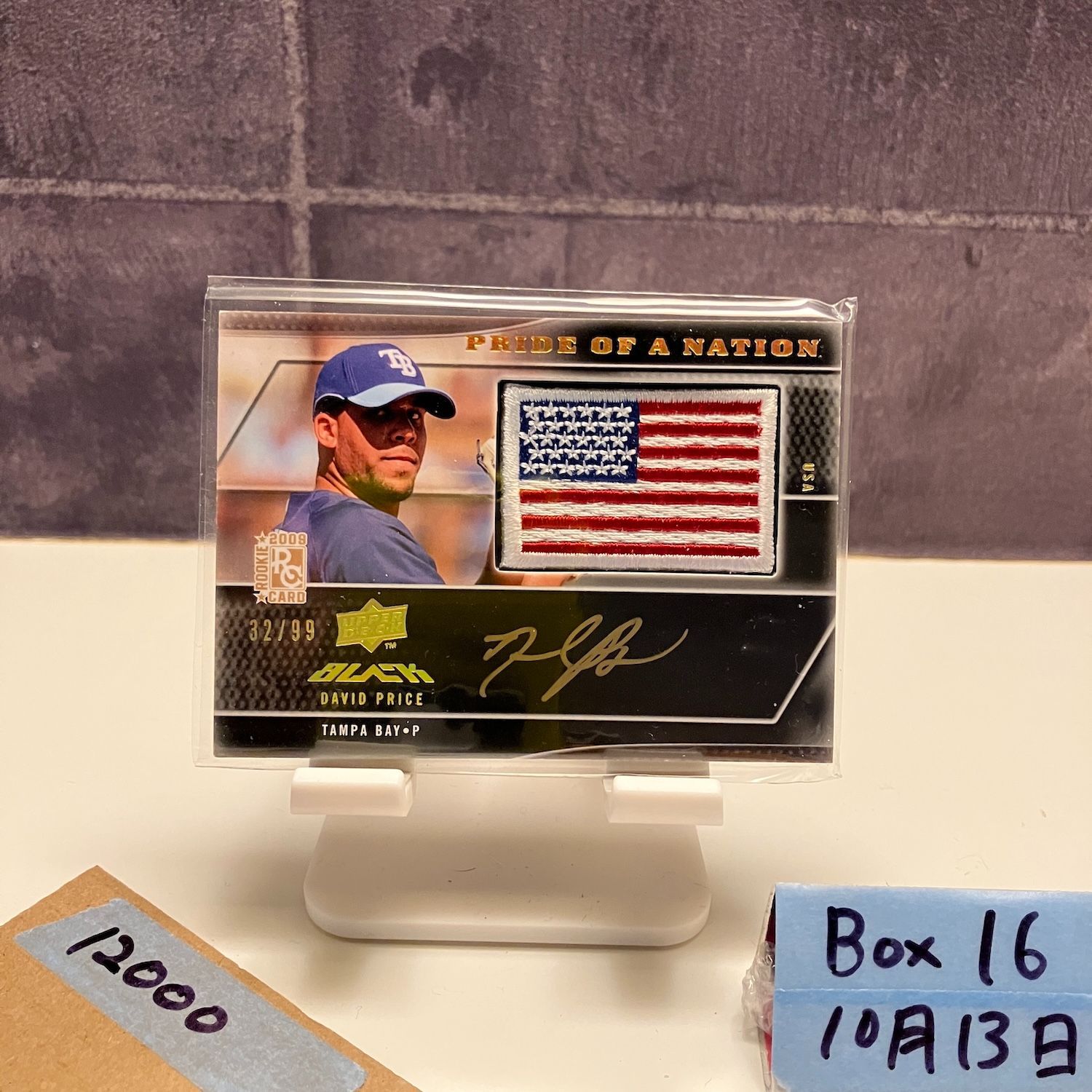 2009 Upper Deck Black David Price 32|99 直筆サインカード Tampa Bay Rays Pride of a Nation RC ルーキー Rookie カード