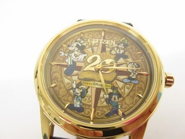 毎日新作アイテム入荷中！ 訳あり シチズン CITIZEN ファンダフルディズニー 20周年 クォーツ アナログ 500本 3針 ブラウン レディース 全国送料無料!