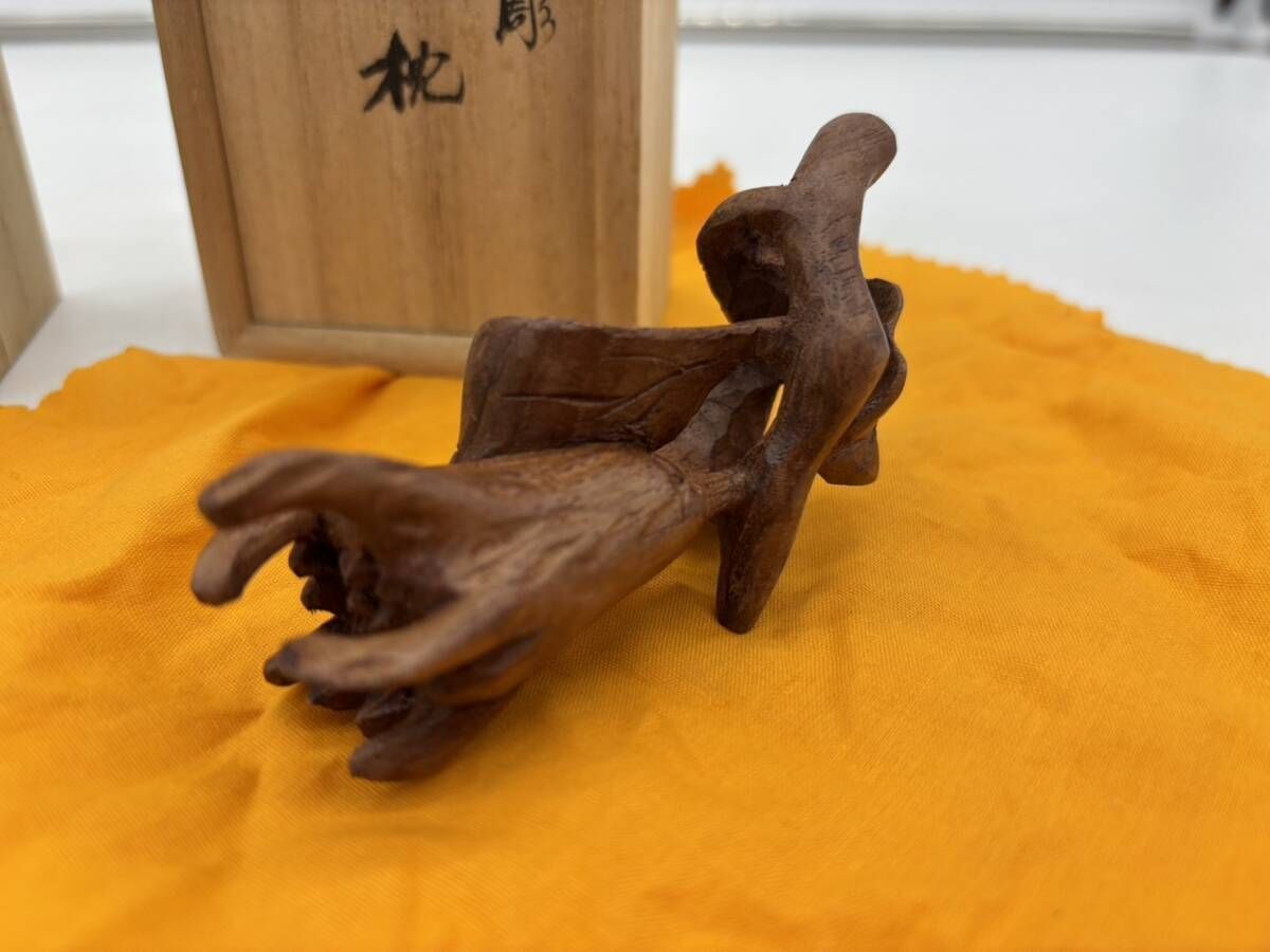 知以久仏手柑彫 香枕 木彫蓋置 木彫 木製 茶道 セット 共箱