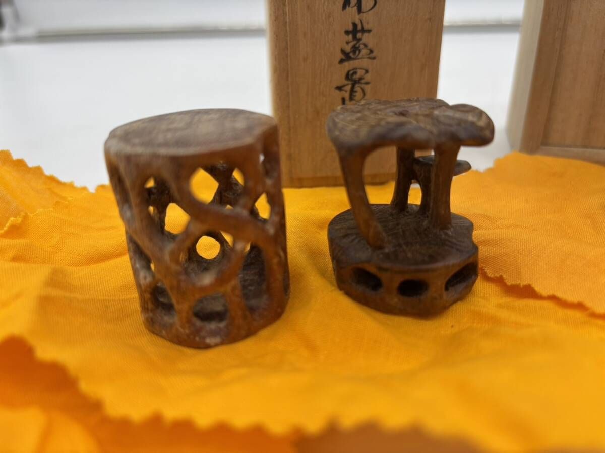 希少】知以久仏手柑彫 香枕 木彫蓋置 木彫 木製 茶道 セット 共