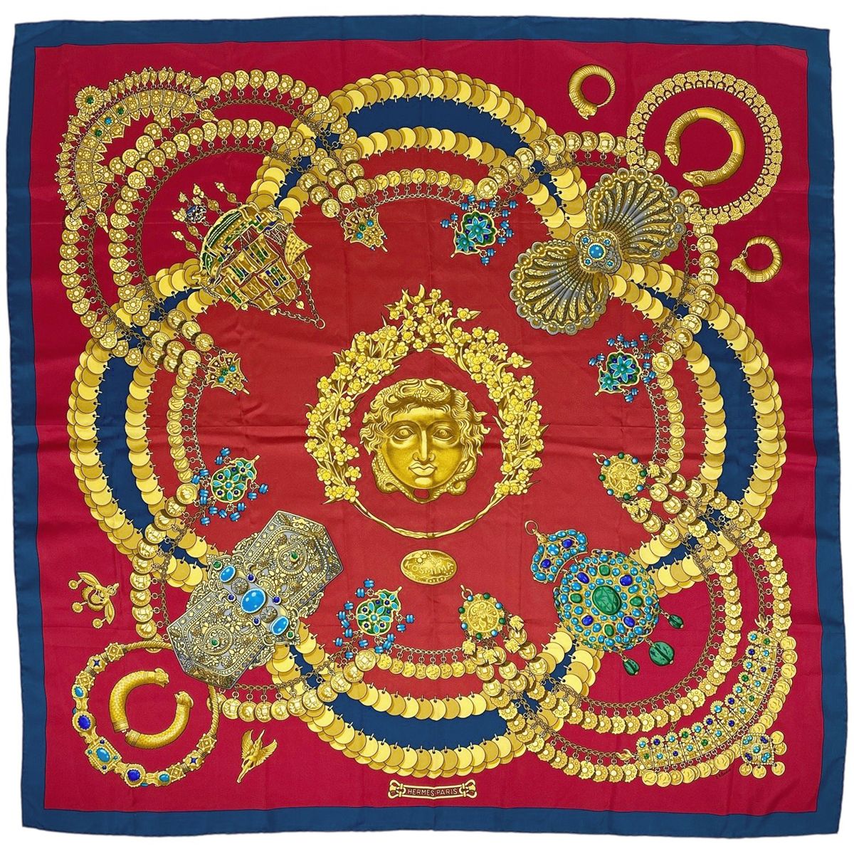 エルメス HERMES カレ 90 KOSMIMA 宇宙 スカーフ シルク レッド マルチカラー レディース