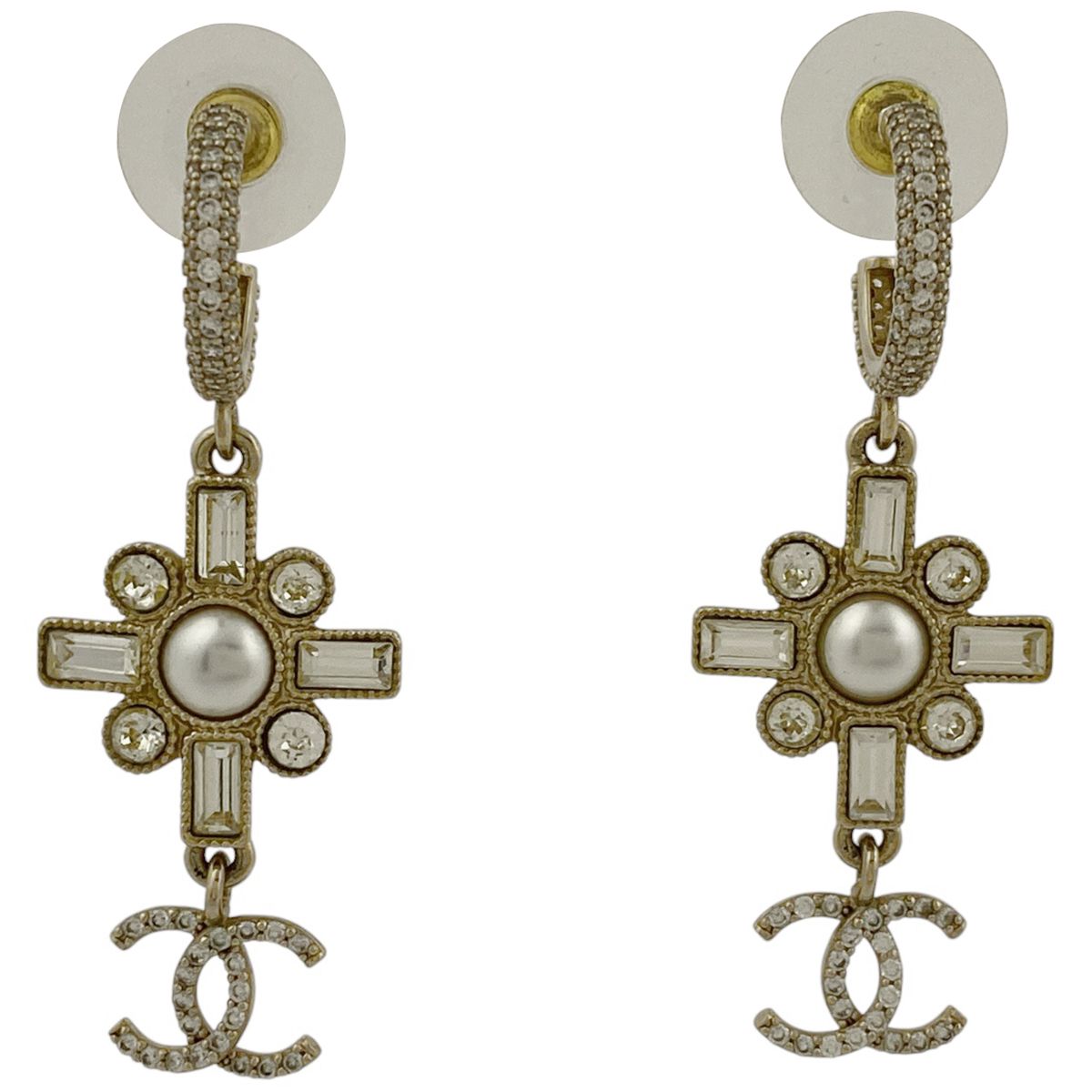 シャネル CHANEL ココマーク ラインストーン ピアス スイング ピアス GP ゴールド レディース
