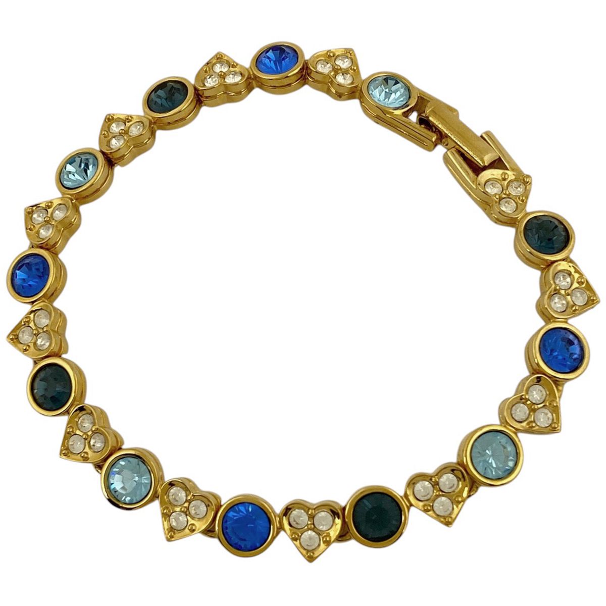 スワロフスキー SWAROVSKI クリスタル デザイン ブレスレット 腕輪 ハートモチーフ ブレスレット GP ゴールド ブルー レディース