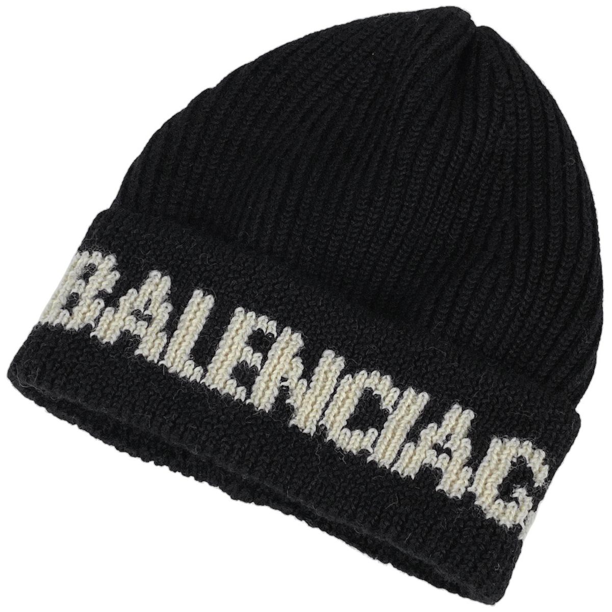 バレンシアガ BALENCIAGA ロゴ キャップ メンズ ニット帽 帽子 キャップ ウール ポリウレタン ナイロン ブラック レディース