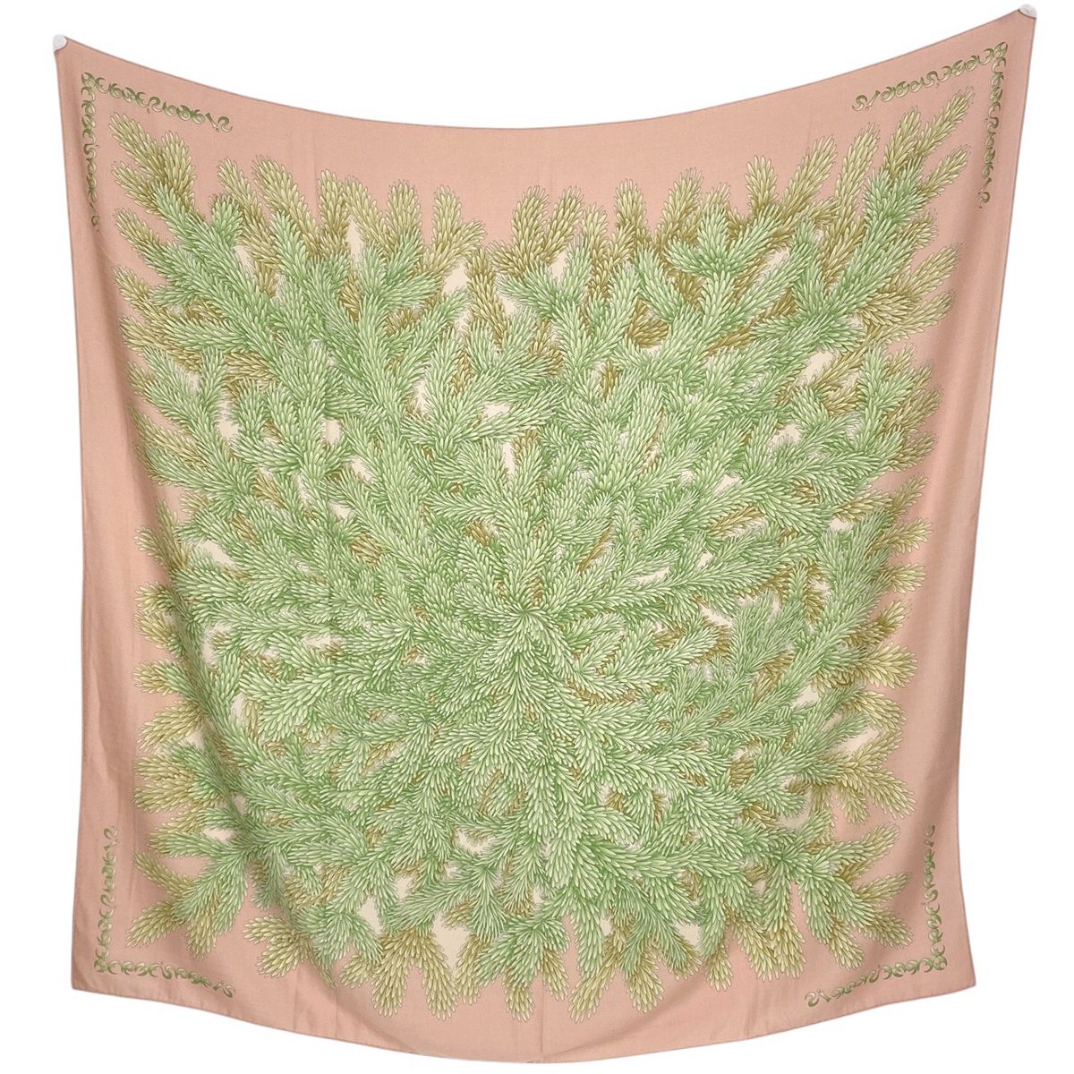 エルメス HERMES カレ 140 ボタニカル柄 スカーフ 植物 カレジェアン ショール カシミヤ シルク ピンク マルチカラー レディース